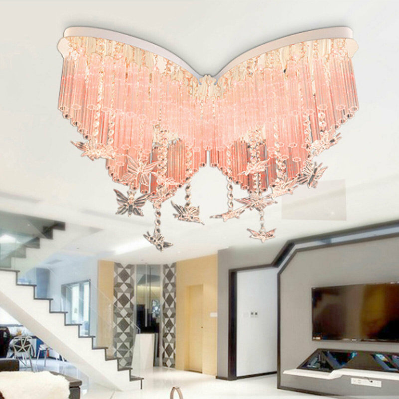 Lustre en cristal à DEL changeant de couleur, H 11,81 po x l 31,49 po x P 31,49 po