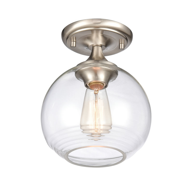 Plafonnier semi-encastré à 1 lumière de 8 po de large Angie - nickel satiné, Nickel