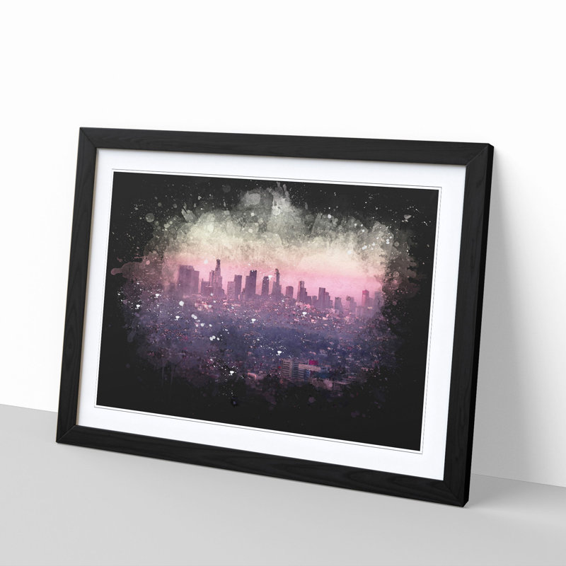 Los Angeles Skyline in the Morning - Picture Frame Painting Print, 33cm H x 45cm W x 2cm D, Black Framed