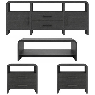 Wyoming 4 Peice Moden Curved Living Room Table Set