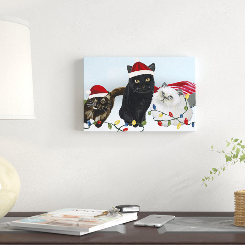 Meowy Hissmas Collection D by June Erica Vess - Graphic Art Print, 20cm H x 30cm W, Wrapped Canvas