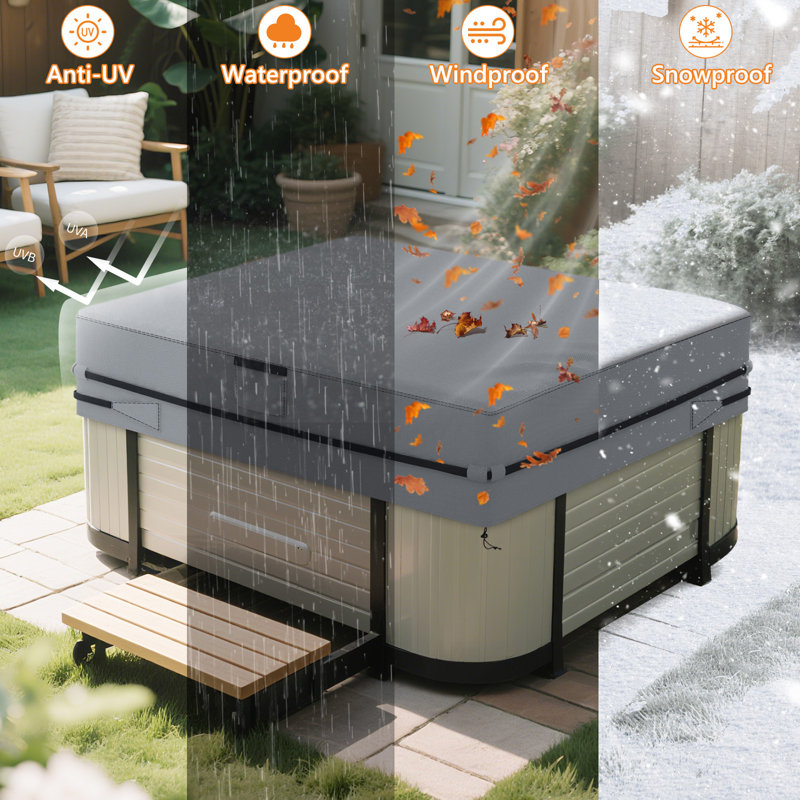 Gray Square Hot Tub Cover