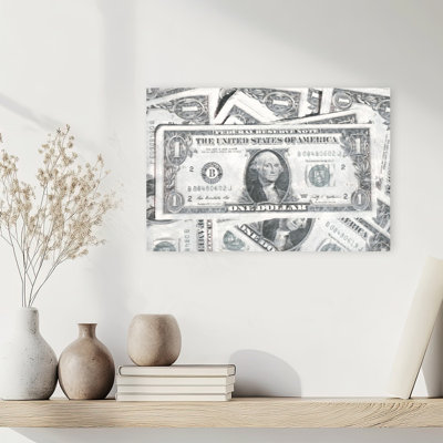 American Dollar Bills Contemporary Wall Art Print 1 Piece Wrapped Canvas Wall Art