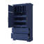 Garde-manger autoportant 40 po x 18 po x 72,6 po Farmhouse - 4 portes, plateaux coulissants, tiroirs, rangement pour moules à gâteaux, bleu-1314093227