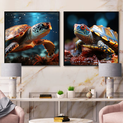 Abstract Harmony - Turtle Square Collage Set Of 2