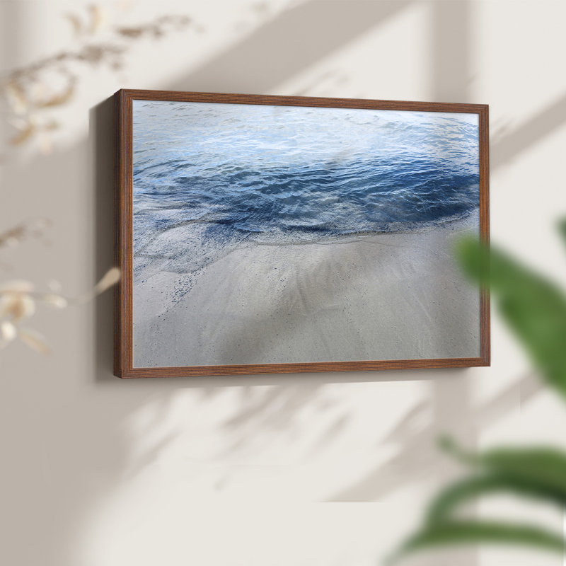 Aegean Blue Water - Reproduction encadrée - Restickable, H 22 po x l 28 po, Noyer