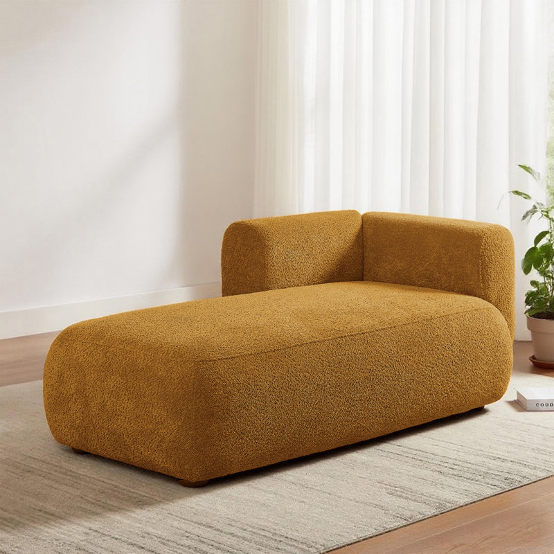 Chaise longue / grande chaise longue avec structure en bois massif, assise profonde et tissu doux, chaise d'appoint de salon pour la détente et la lecture, canapés Boucle