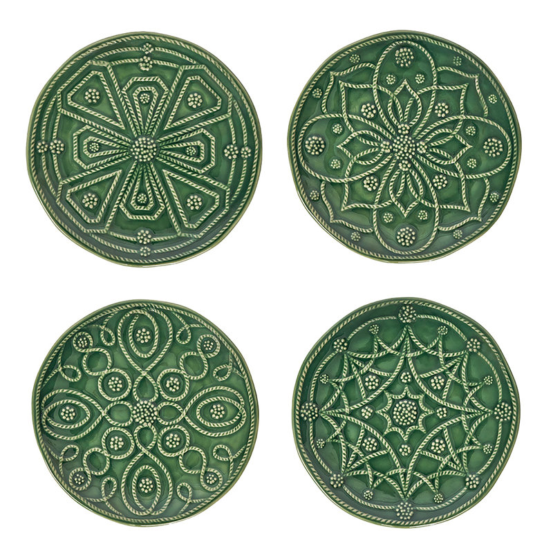 Jardins du Monde Side/Cocktail Plate (Set of4), Basil