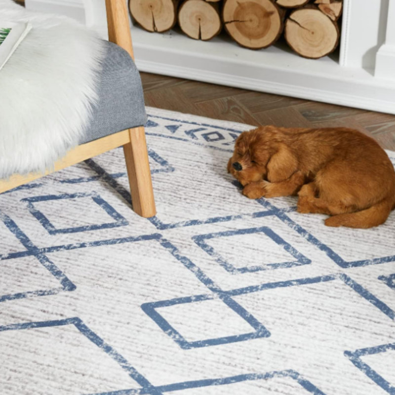 Tapis d'entrée gris clair à motif géométrique 5 pi x 7 pi Tribal, Grey