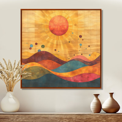«Orange Atomic Sunset Horizon», art mural encadré paysage panoramique