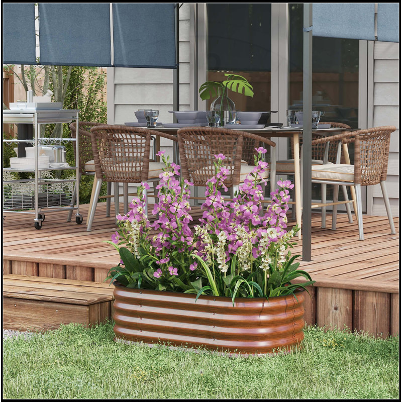 Ensemble de lit de jardin surélevé galvanisé, H 11,75 po x l 41,25 po x P 41,25 po, Brun