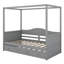 Lit à baldaquin simple avec lit gigogne simple, structure de lit de jour en bois, canapé-lit, base de lit plateforme pour enfants, adolescents, adultes-380328478
