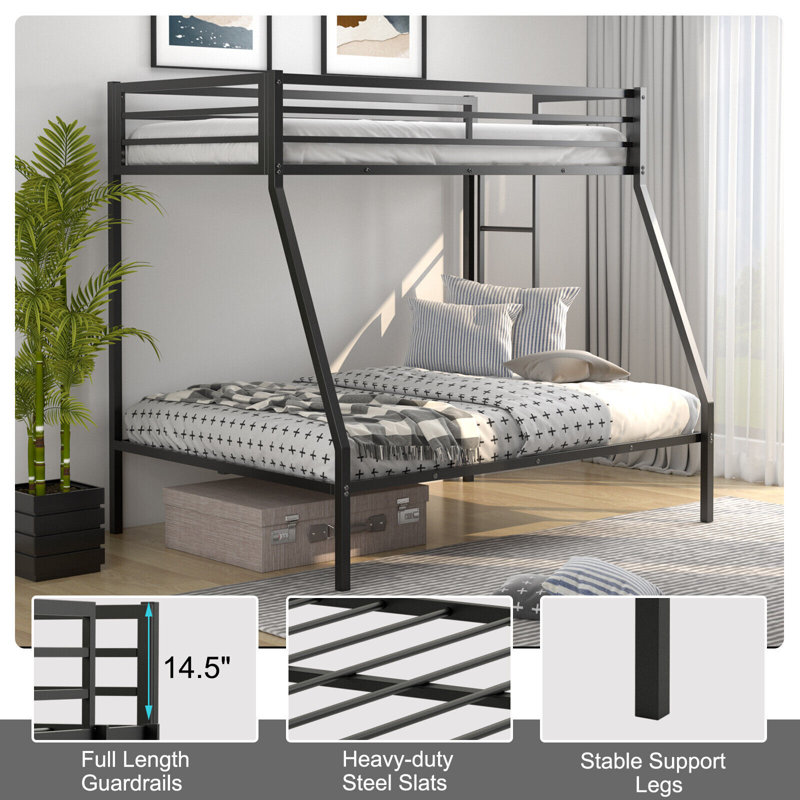 Kampyli Kids Twin Over Full Bunk Bed, Black