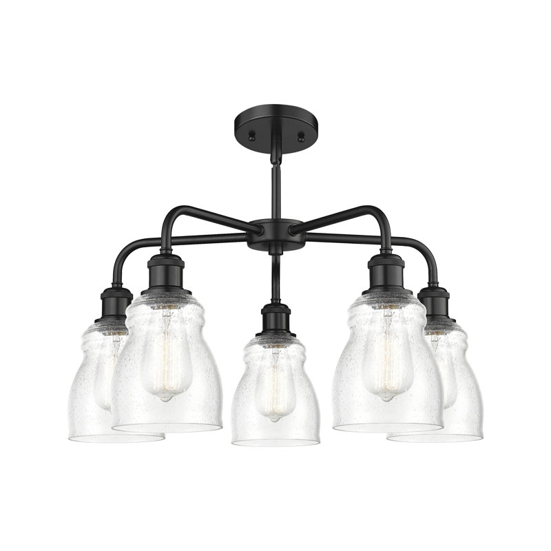 Lustre en forme de cloche à intensité variable en acier à 5 lumières Penaflor, Noir mat