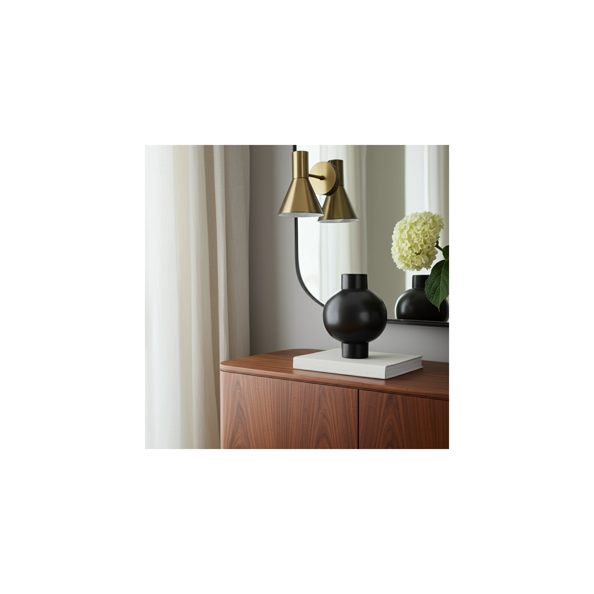Neutral Round Modern Ceramic Bubble Vase, 15" H x 11" W x 11" D, Gray