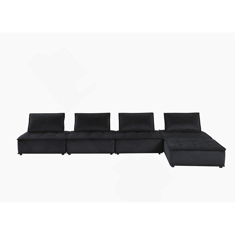 Ensemble de canapé modulaire en velours de 120 pouces avec repose-pieds pour un confort spacieux et une élégance moderne
