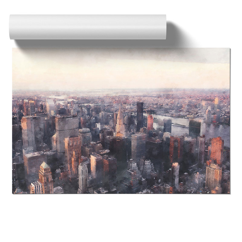 New York Skyline Painting - Frameless Print, 42cm H x 59cm W x 0.1cm D