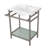 Kingston Brass Sheridan 24-Inch Ceramic Console Sink with Stainless Steel Legs and Glass Shelf (3-Hole)-54822238-54822240