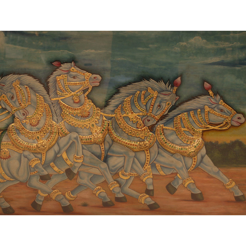 90 "Gita Upadesh Tanjore, peinture encadrée | Art par Rajaraman