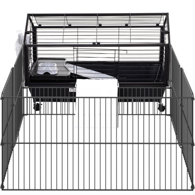 Cage pour petit animal de 35 po avec roulettes et bouteille d'eau - aire de jeu spacieuse pour le plaisir et le divertissement des animaux de compagnie