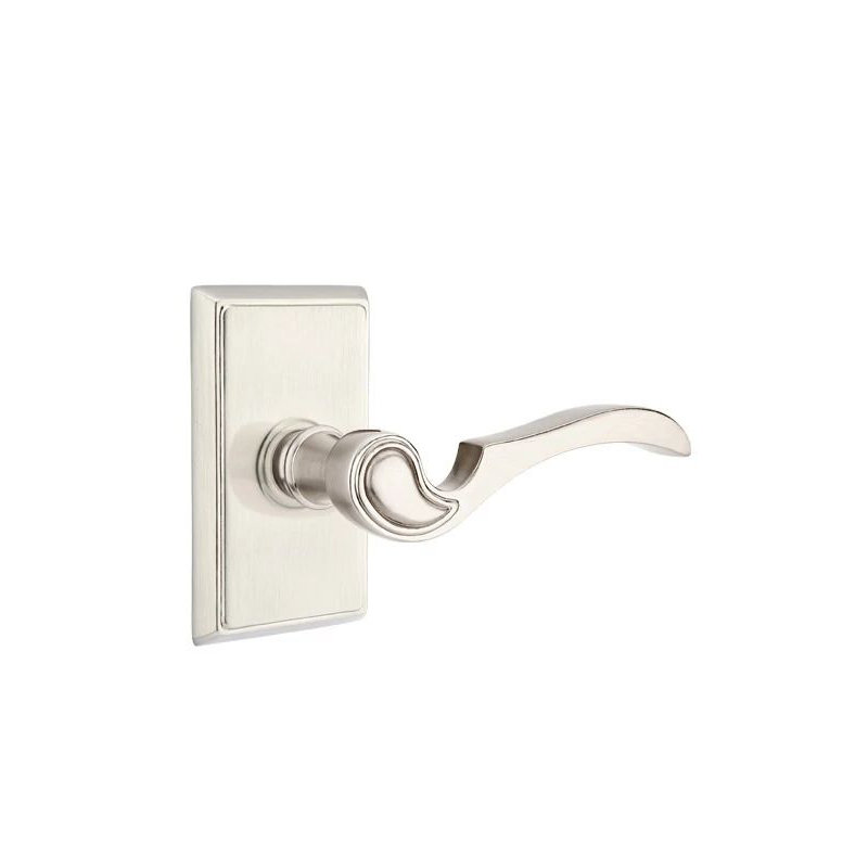 Mortaise intérieure Emtek Passage avec rosette rectangulaire et levier Coventry, Oui, Nickel satiné