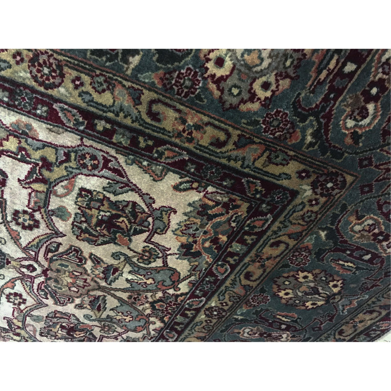 Hand-Knotted High-Quality Beige and Green Area Rug