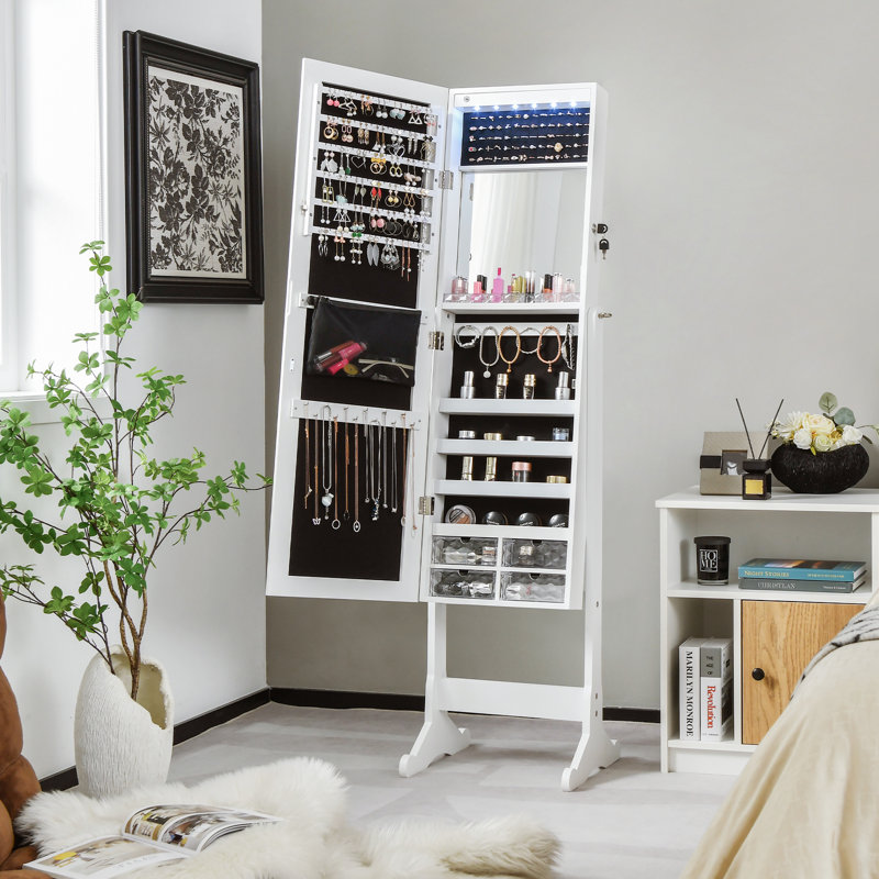 Wanetta Freestanding Jewelry Armoire, White