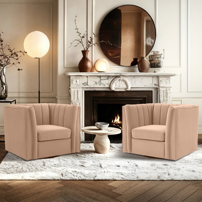 Fauteuil de coiffeuse Allard, Velours beige