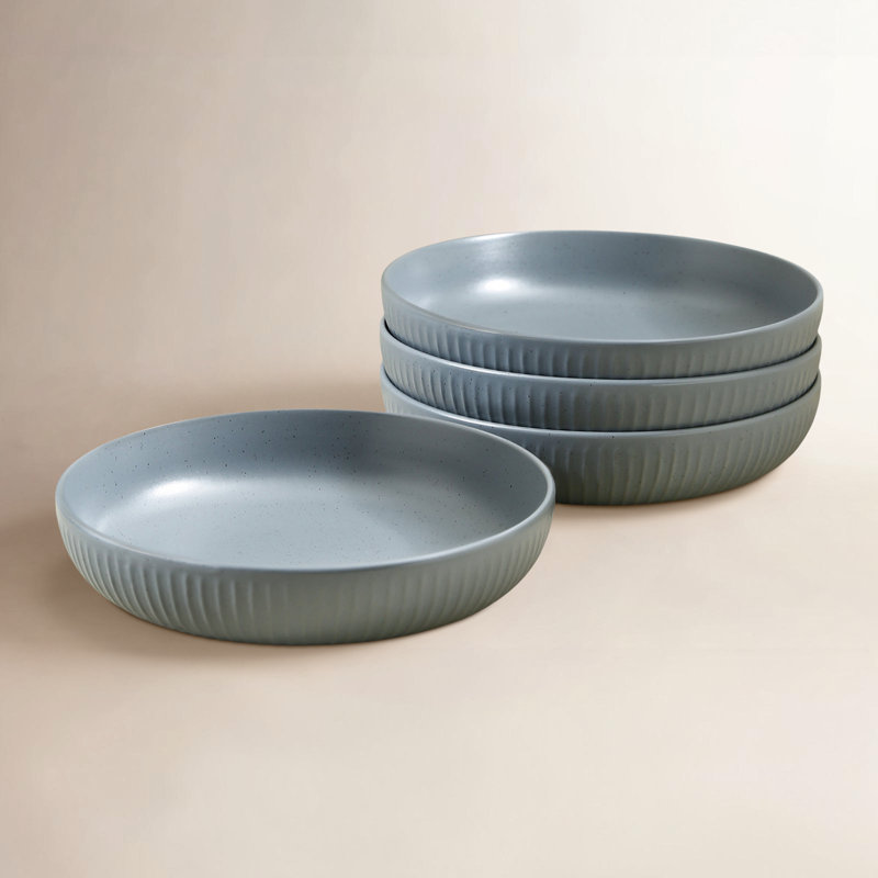 Stone Lain Logan 4-Piece Bowl Set Stoneware, Gray