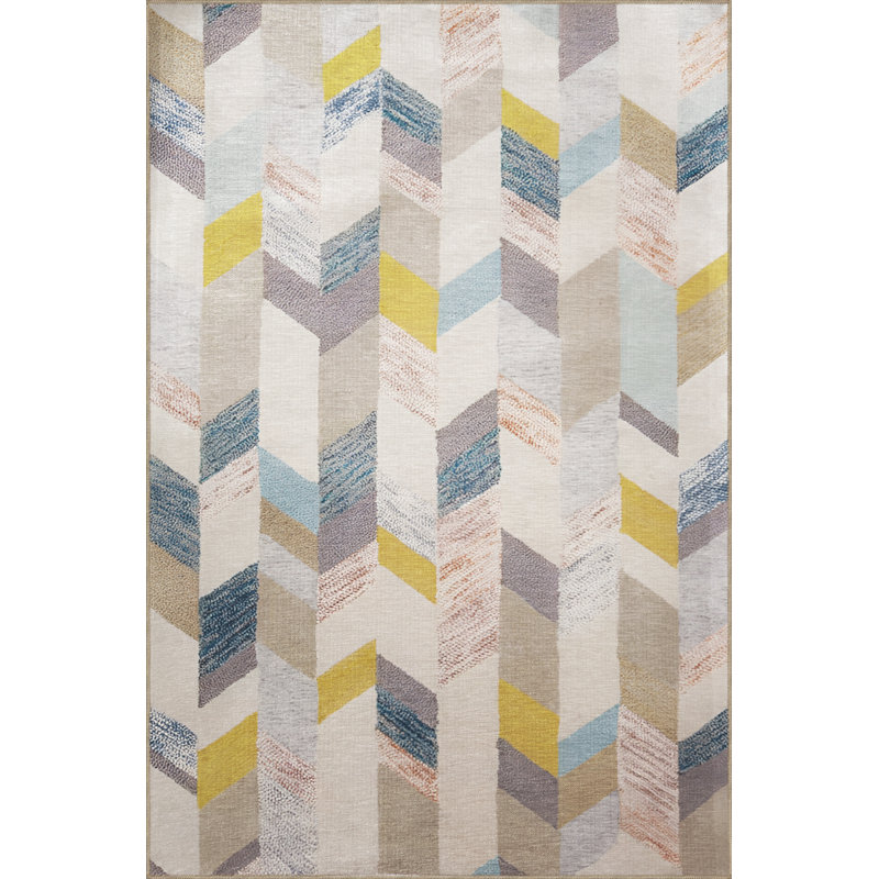 Tapis intérieur / extérieur en polypropylène tissé à la machine Khaila, Rectangle 4 pi 11 po x 7 pi 7 po