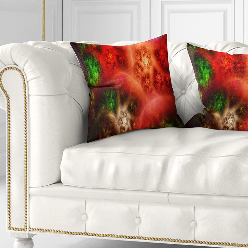 Red Magic Stormy Sky - coussin imprimé abstrait, 16 po x 1 po, Coussin décoratif