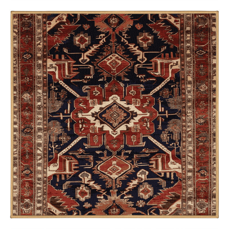 Machine Washable Persian Brown Area Rug, Square 8'