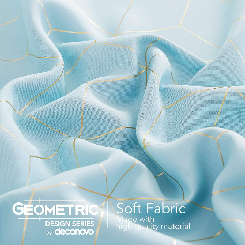 Geometric Blackout Thermal Curtain Panels, 42" W x 84" L, Light Blue