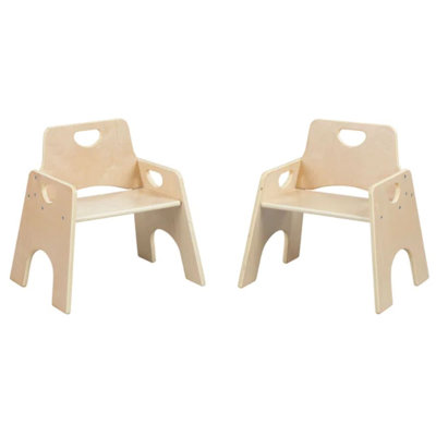 ECR4Kids Stackable Wooden Toddler Chair, 6in, Montessori Furniture, 2-Pack