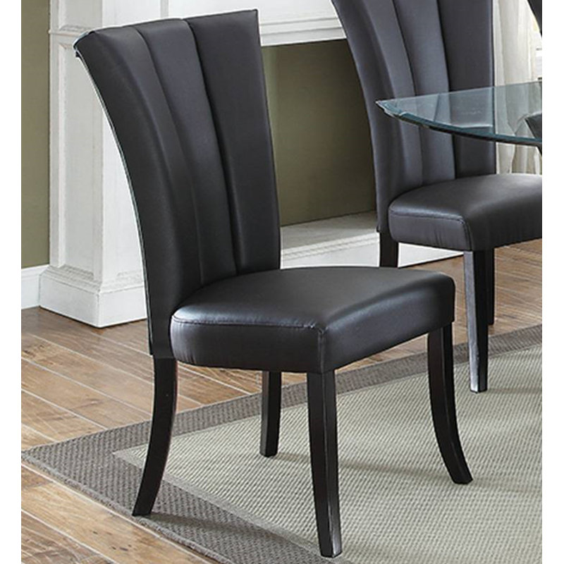 Modern Black Faux Leather Upholstered Side Chair with Wood Frame