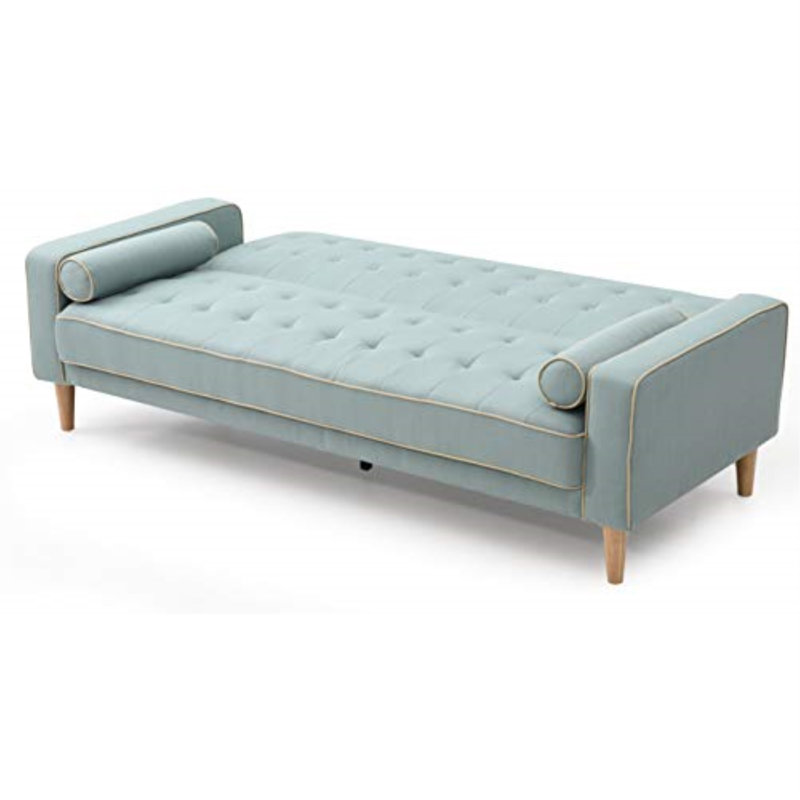 Woodmere Twin 81'' Upholstered Convertible Sofa, Teal Polyester Blend