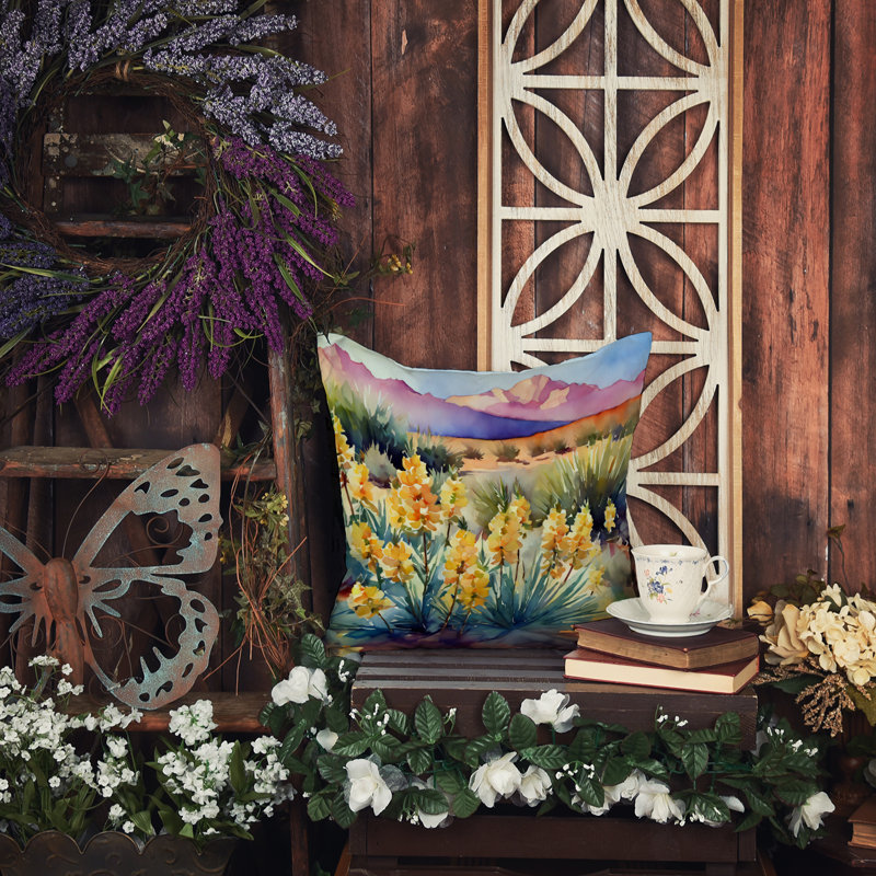 Coussin décoratif à aquarelle New Mexico Yucca, Carré 14 po
