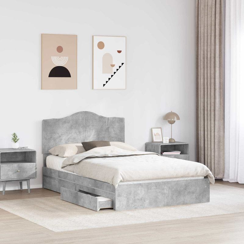 Bed Frame, Double (4'6), Concrete Grey