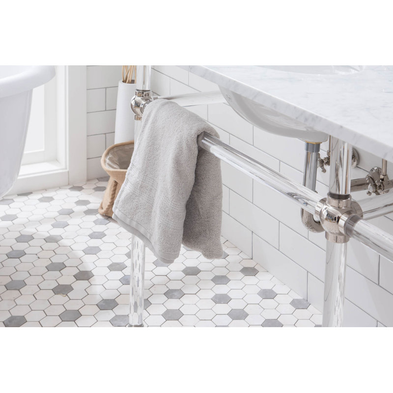 Empire Stone Oval Console Bathroom Sink with Faucet and Overflow, Polished Nickel