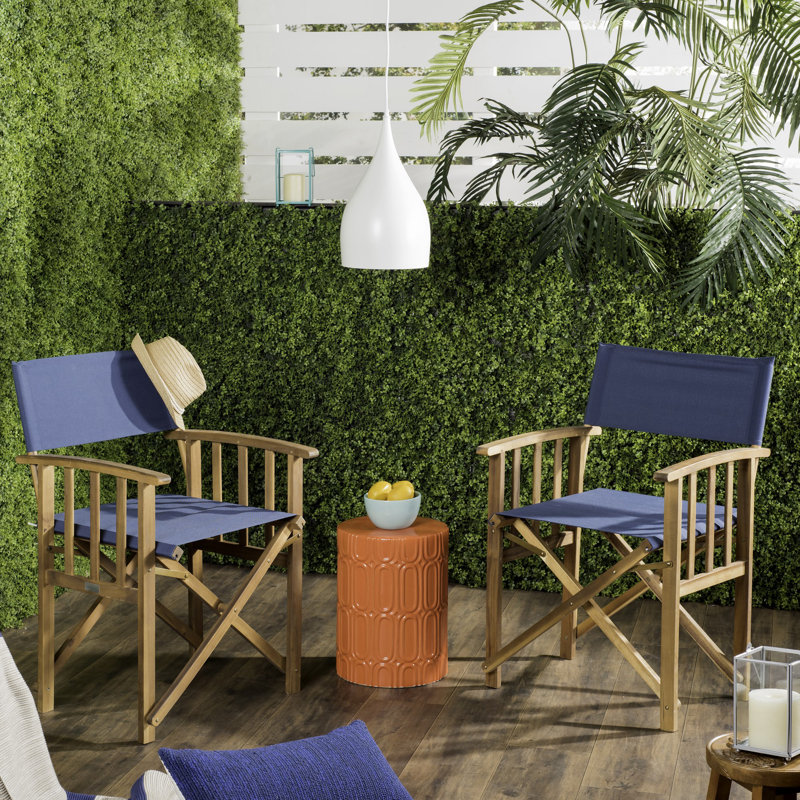 Fauteuil de patio Woodacre, Naturel / bleu marine