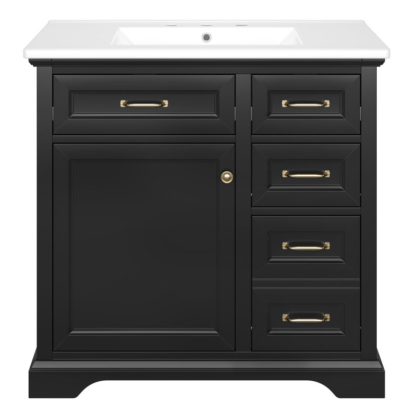 Meuble-lavabo 36 po avec comptoir en céramique, Noir