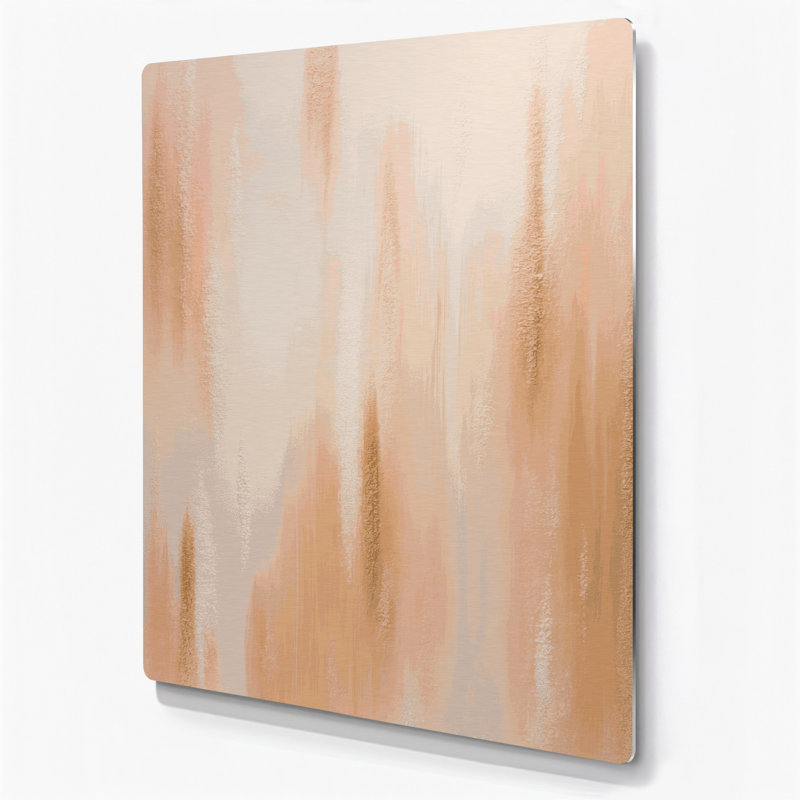 Art mural abstrait en métal beige 39, H 12 po x l 18 po