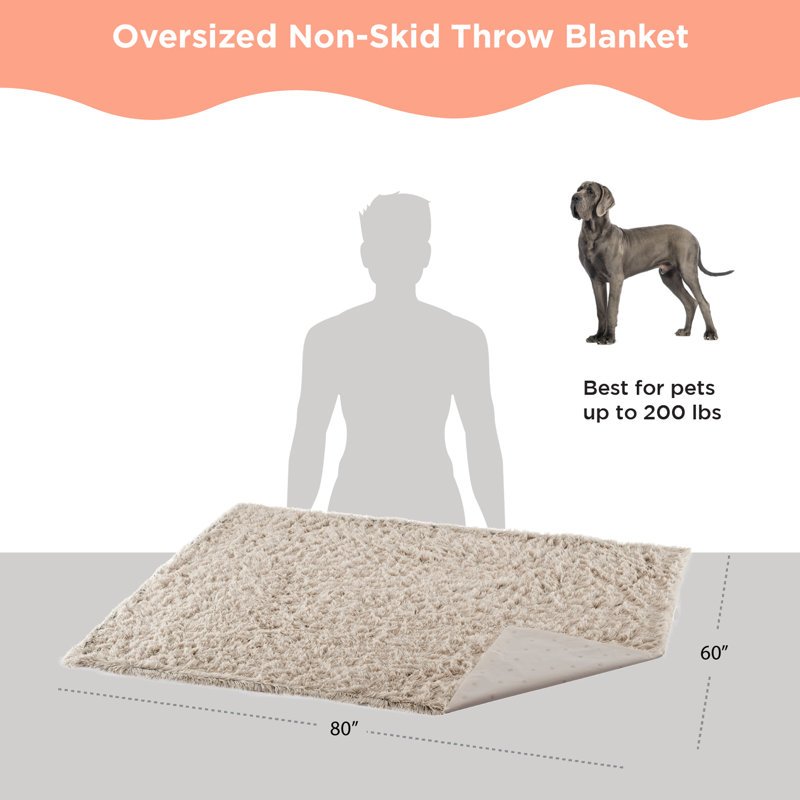 Large Taupe Orthopedic Waterproof Shag Dog Blanket