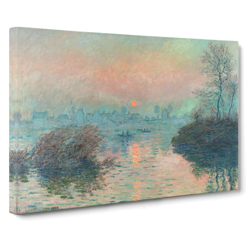 Sun Setting On The Seine by Claude Monet - Wrapped Canvas, 35cm H x 60cm W x 3cm D