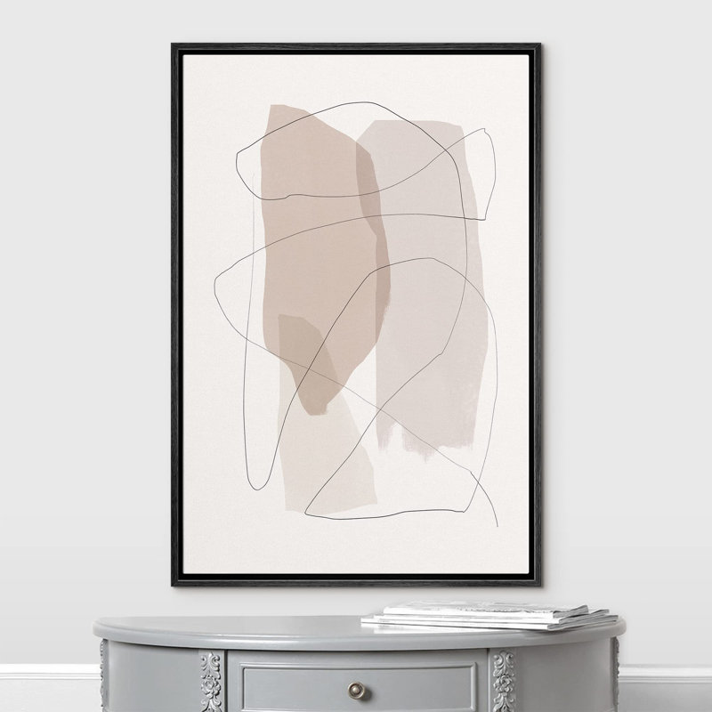 Décoration de bureau brun calme à motif géométrique abstrait et minimaliste, Noir, H 24 po x l 16 po