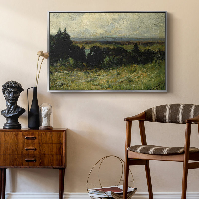 «Vintage Landscape - M III» sur toile, Toile argentée avec cadre flottant, H 17 po x l 25 po x P 2 po