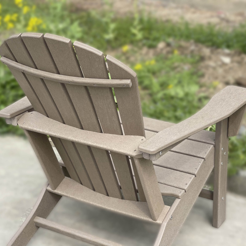 All-Weather  Poly/Resin Adirondack Chair (Set Of  4), Weathered Wood