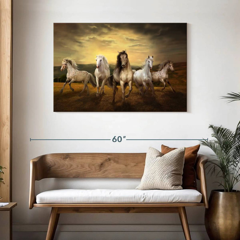 Crowle Sunrise Galloping Horses, 30" H x 45" W