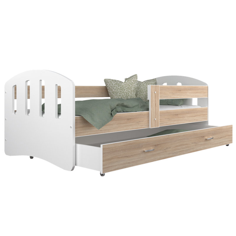 Nikolai Drawer Convertible Bed, Oaksonoma/White, 80 x 160 cm, No