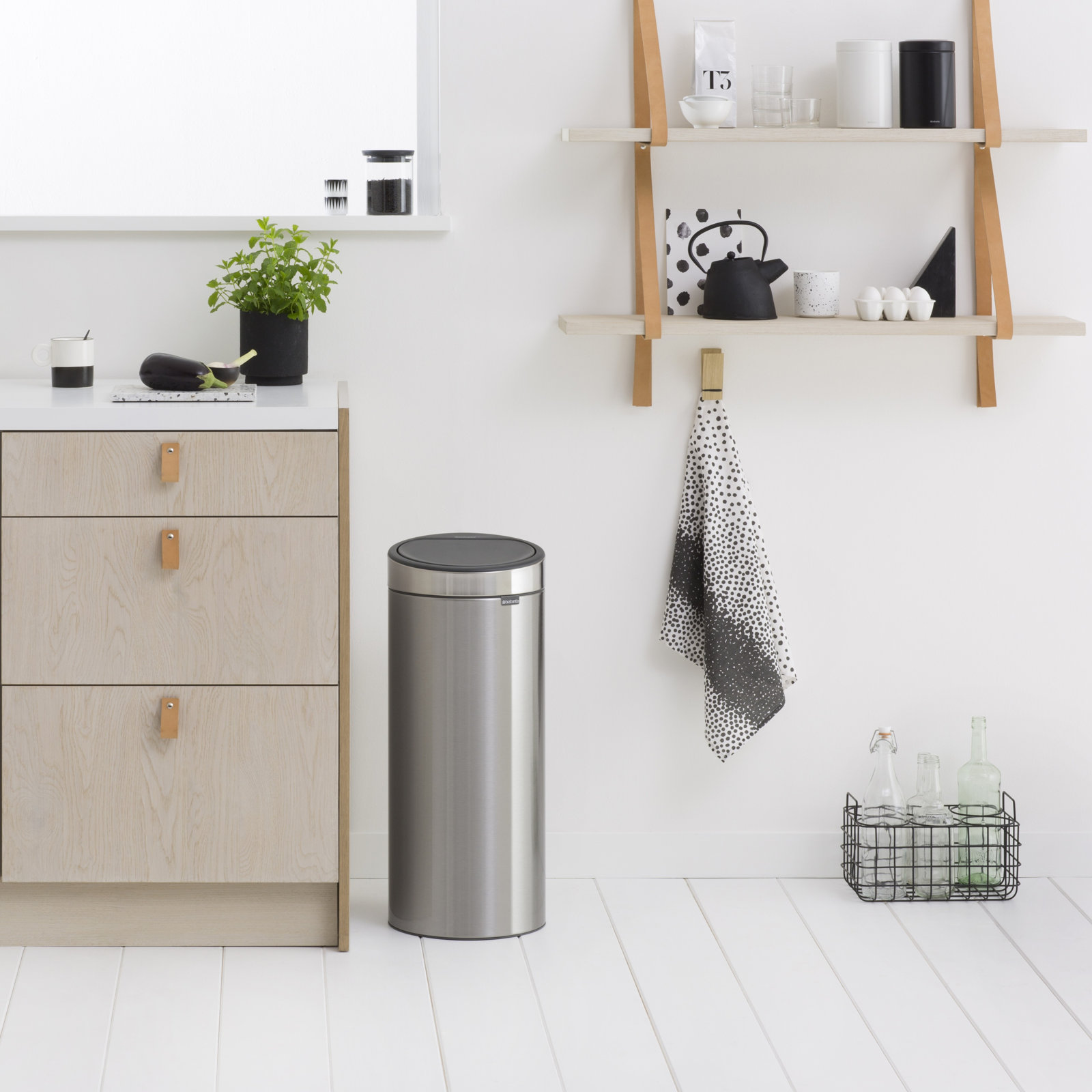 Brabantia 8gal Touch Top Trash Can, Matte Steel Fingerprint Proof